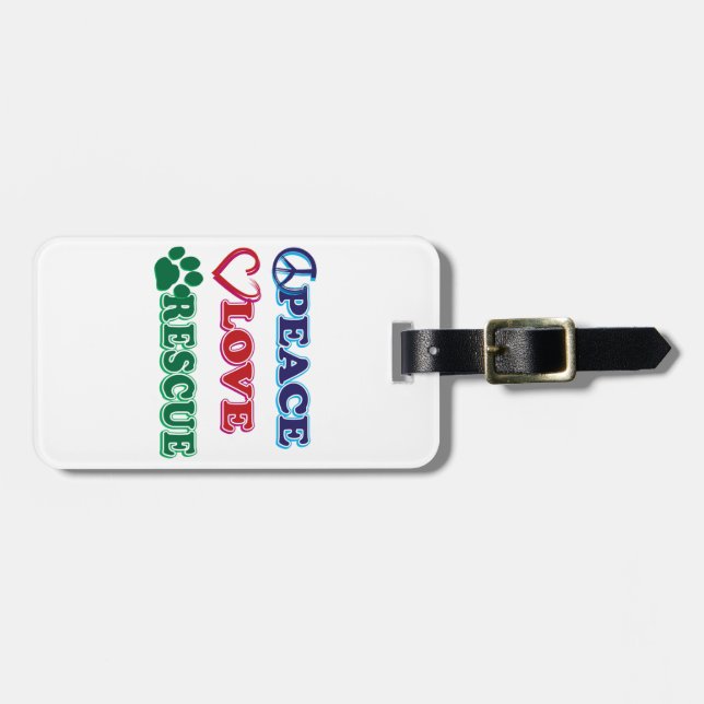 Peace Love Rescue Luggage Tag (Front Horizontal)