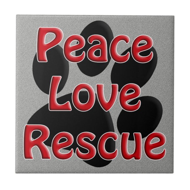 Peace Love Rescue Pet Adoption Tile (Front)