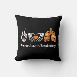 Peace Love Respiratory Therapist Skeleton Fun Hall Cushion
