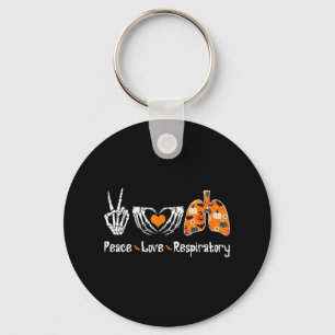Peace Love Respiratory Therapist Skeleton Fun Hall Key Ring