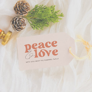 Peace & Love Retro Groovy Christmas Holiday Gift Tags