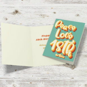 Peace Love Retro Groovy Sunset 18th Happy Birthday Card