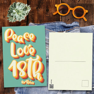 Peace Love Retro Groovy Sunset 18th Happy Birthday Postcard