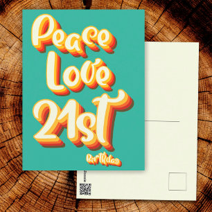 Peace Love Retro Groovy Sunset 21st Happy Birthday Postcard