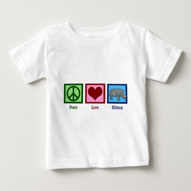 Peace Love Rhinos Baby T-Shirt (Front)