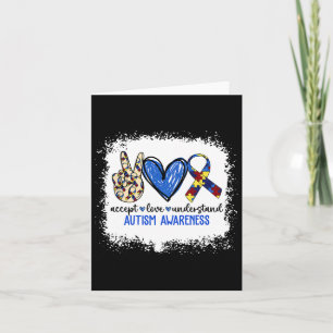 Peace Love Ribbon Autism Awareness Accept Love Und Card