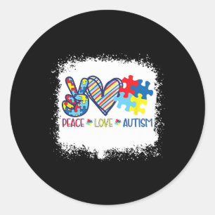 Peace Love Ribbon Autism Awareness Accept Love Und Classic Round Sticker