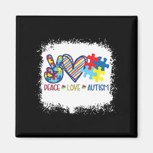 Peace Love Ribbon Autism Awareness Accept Love Und Magnet