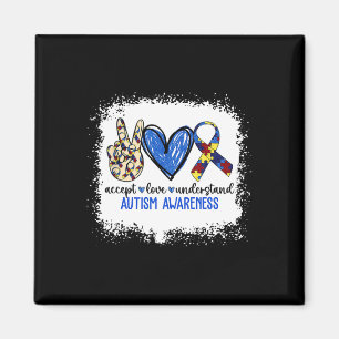 Peace Love Ribbon Autism Awareness Accept Love Und Magnet