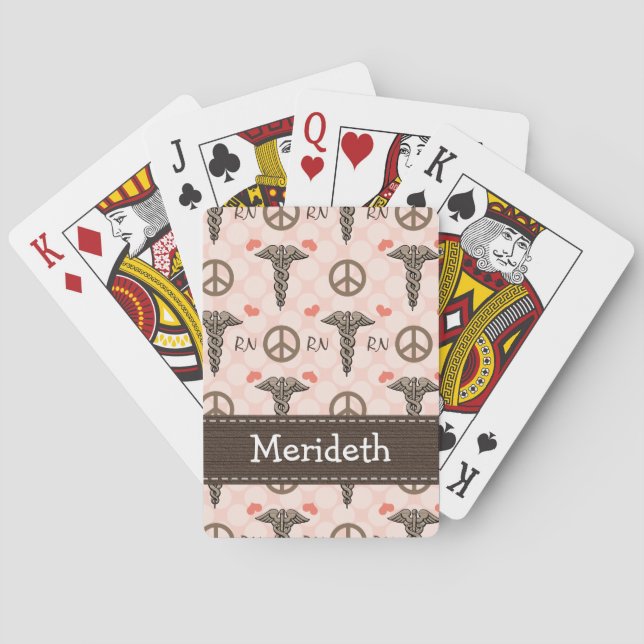 Peace Love RN Nurse Playing Cards (Back)