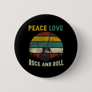 Peace Love Rock & Roll Guitar Player Guitarist 6 Cm Round Badge