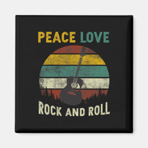 Peace Love Rock &amp; Roll Guitar Player Guitarist Magnet