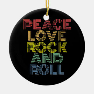 Peace Love Rock And Roll Ceramic Tree Decoration