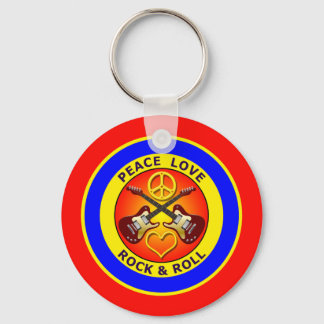 PEACE LOVE ROCK AND ROLL KEY RING