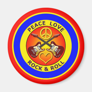 PEACE LOVE ROCK AND ROLL MAGNET