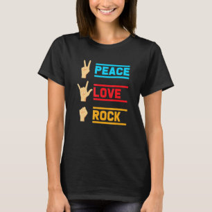 Peace Love Rock Musician Drummer Guitarist T-Shirt