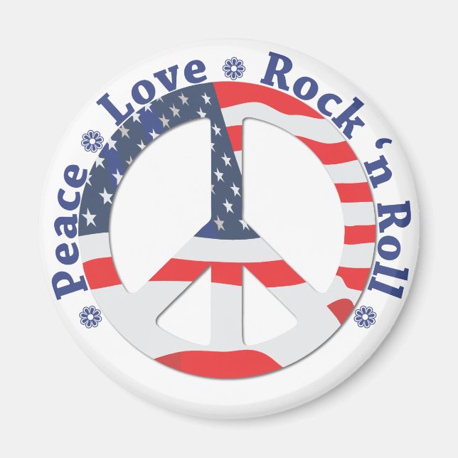 Peace, Love, Rock n Roll Magnet (Front)