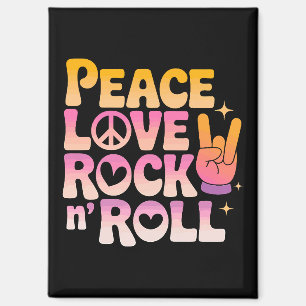 Peace Love Rock n Roll - Music-Inspired Typography Magnet