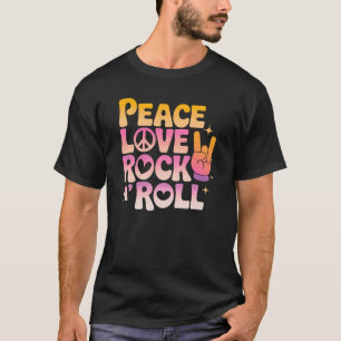 Peace Love Rock n Roll - Music-Inspired Typography T-Shirt