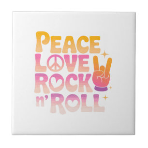 Peace Love Rock n Roll - Music-Inspired Typography Tile