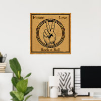 Peace, Love, Rock n Roll Poster