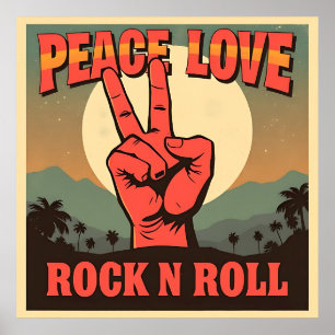 Peace, Love, Rock n Roll Poster
