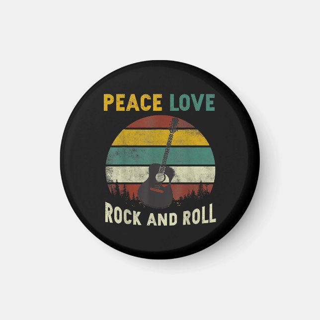 Peace Love & Rock & Roll Guitar Player Guitarist V Magnet (Front)