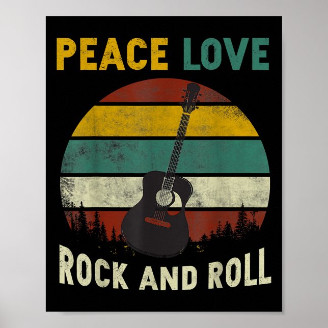 Peace Love & Rock & Roll Guitar Player Guitarist V Poster (Front)