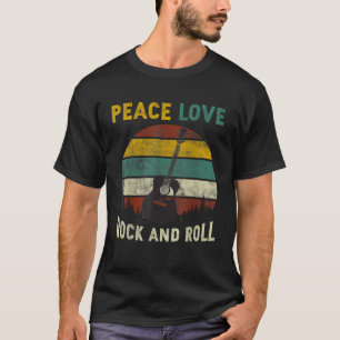Peace Love Rock Roll Guitar Player Guitarist Vinta T-Shirt