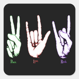 Peace Love Rock Sign Language Square Sticker