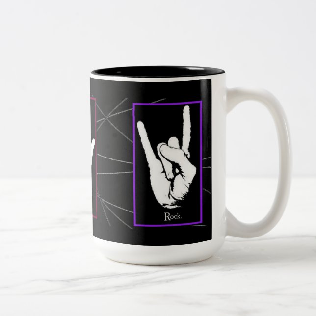 Peace Love Rock Signs Black Mug (Right)