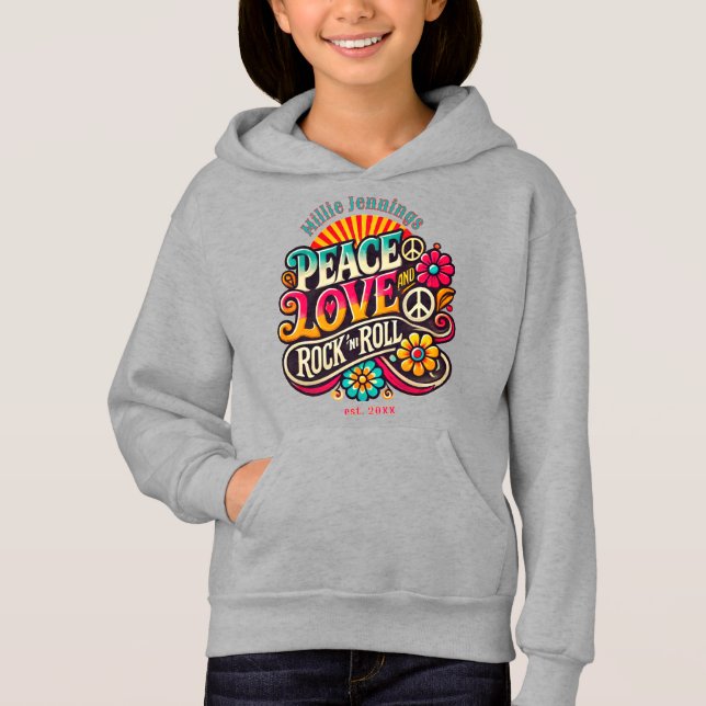 Peace Love RocknRoll Retro 70s Vintage Psychedelic (Front)