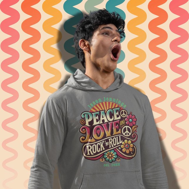 Peace Love RocknRoll Retro 70s Vintage Psychedelic Hoodie (Creator Uploaded)