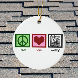 Peace Love Roofing Ceramic Tree Decoration