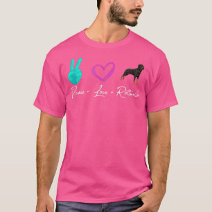 Peace Love Rottweiler  Funny Dog Owner  T-Shirt