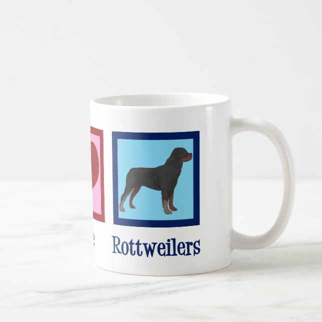 Peace Love Rottweilers Coffee Mug (Right)