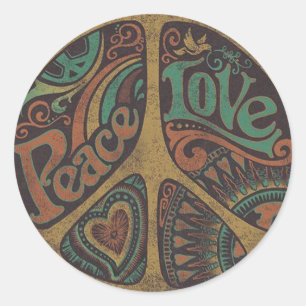 Peace love round sticker