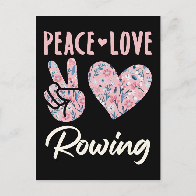 Peace Love Rowing Postcard (Front)