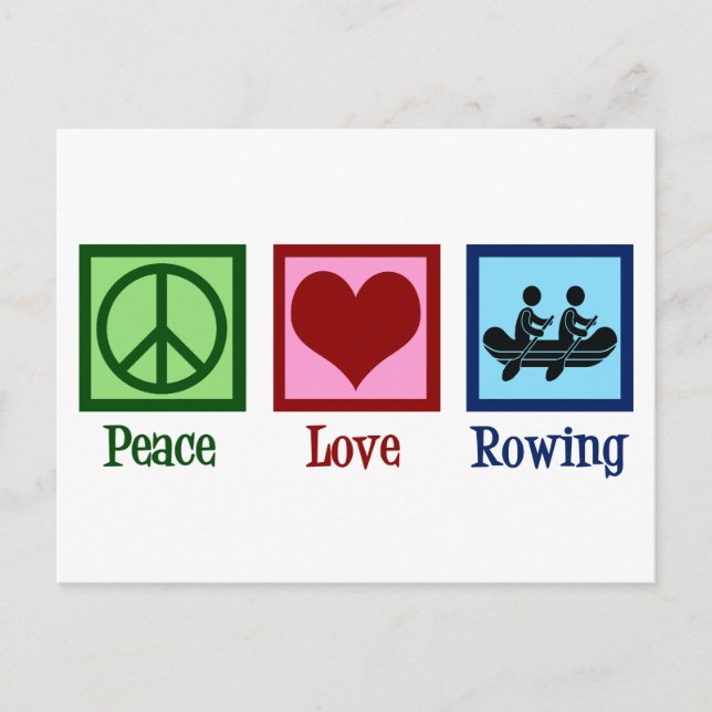 Peace Love Rowing Team Cute Crew Rowers Postcard (Front)