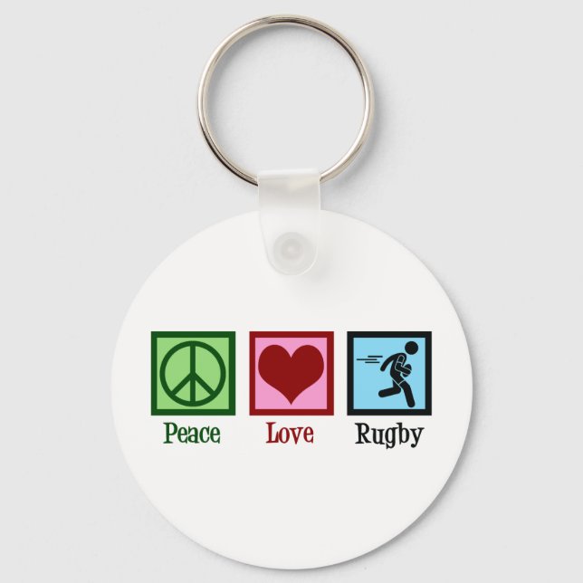 Peace Love Rugby Key Ring (Front)