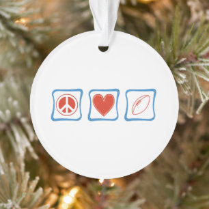 Peace Love Rugby Ornament