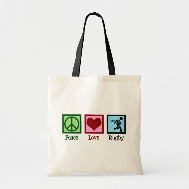 Peace Love Rugby Player Tote Bag (Front)