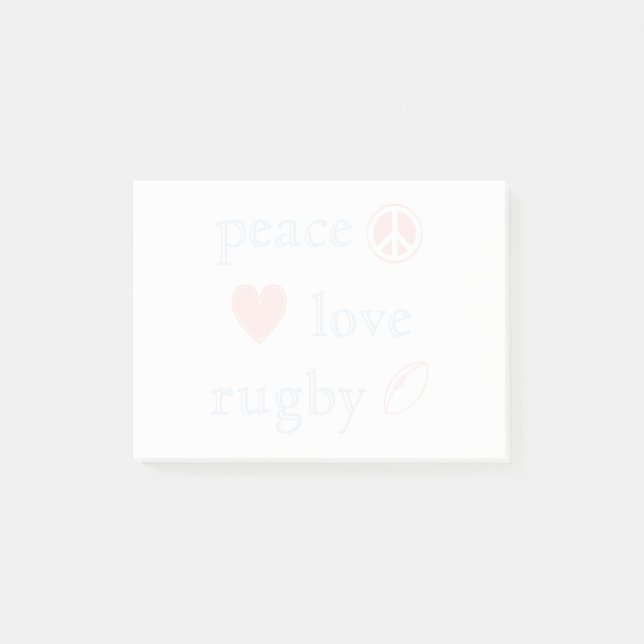 Peace Love Rugby Post-it Notes (Front)