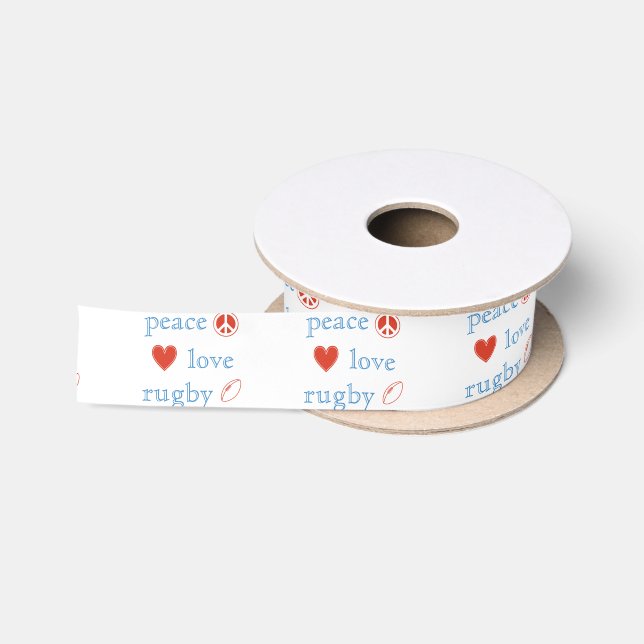 Peace Love Rugby Satin Ribbon (Spool)