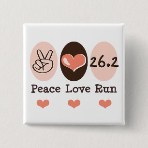 Peace Love Run 26.2 Marathon Button