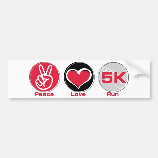 Peace Love Run 5K Bumper Sticker (Front)