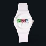 Peace Love Run Watch<br><div class="desc">A cute running gift. A peace sign,  heart,  and a runner. I love marathons.</div>