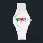 Peace Love Run Watch<br><div class="desc">A cute running gift. A peace sign, heart, and a runner. I love marathons.</div>