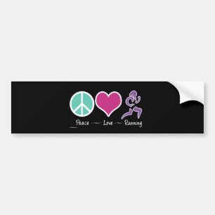 Peace Love Running Bumper Sticker