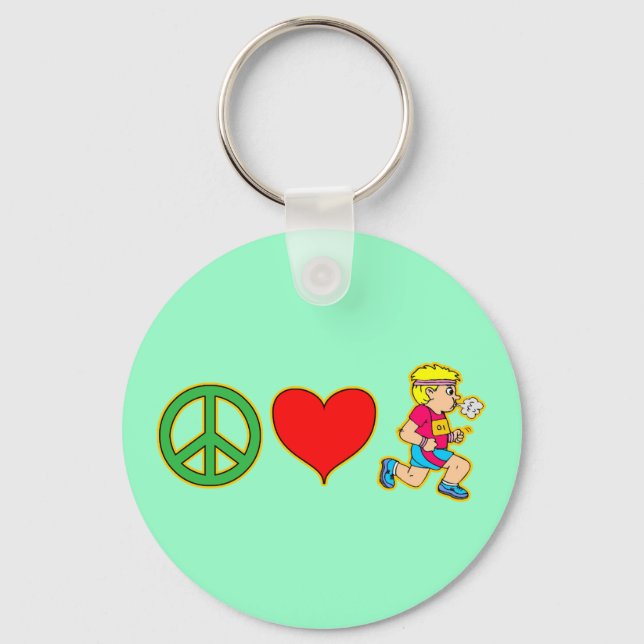 Peace Love Running Cute Runners Products Key Ring (Front)